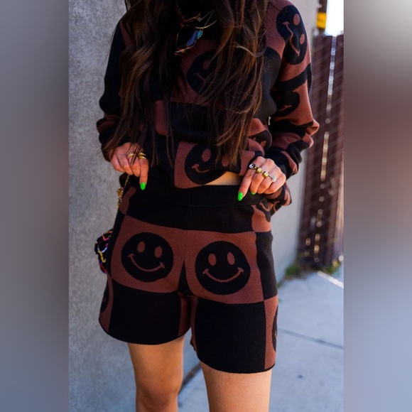 Dressed in lala. Good Time Girl Knit Short Set in Mocha Check. Size S. NWT - Picture 3 of 8